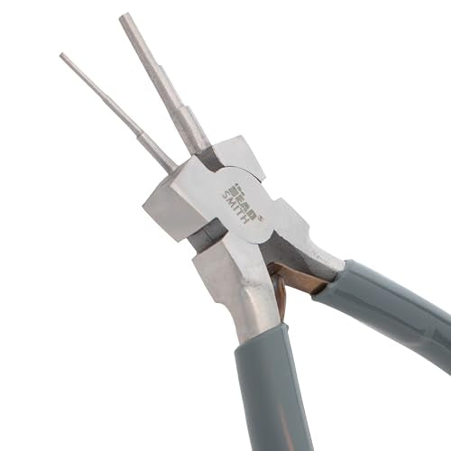 The Beadsmith Micro Wire Looping Pliers | Create 6 Sizes (Ranging 1-4mm) of Loops & Jump Rings, 5.5" long (140mm), Polished Steel Head & PVC Comfort Handle - size: 1-4mm Wire Looping Pliers