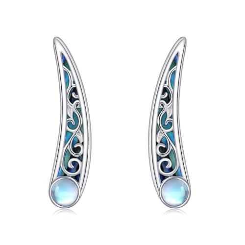 Ear Climbers Earrings for Women Sterling Silver Vintage Ear Crawler Earrings Jewelry Gifts for Women - style: Filigree-abalone shell