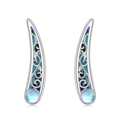 Ear Climbers Earrings for Women Sterling Silver Vintage Ear Crawler Earrings Jewelry Gifts for Women - style: Filigree-abalone shell