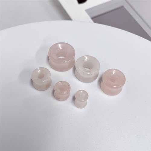 Hollow Rose Quartz Natural Stone Ear Plugs Gauges Tunnel Expanders Stretcher Saddle Double Flared Flesh Earrings for Women Men Fashion Piercings Body Jewelry Gift - size: 00g(10mm)