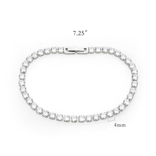 Stainless Steel None Tarnish Tennis Bracelet set with Round Cut Infinite Cubic Zirconia CZ - style: Stone: 4mm
