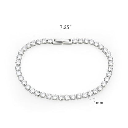 Stainless Steel None Tarnish Tennis Bracelet set with Round Cut Infinite Cubic Zirconia CZ - style: Stone: 4mm