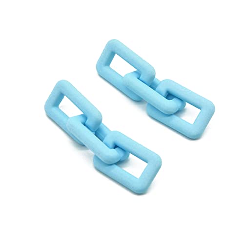 Chunky Acrylic Link Earrings Multicolor Thick Rectangle Paperclip Link Chain Earrings Rainbow Resin Geometric Paperclip Chain Ear Drop Dangle Earrings for Women Girl Funky Jewelry - color: E blue