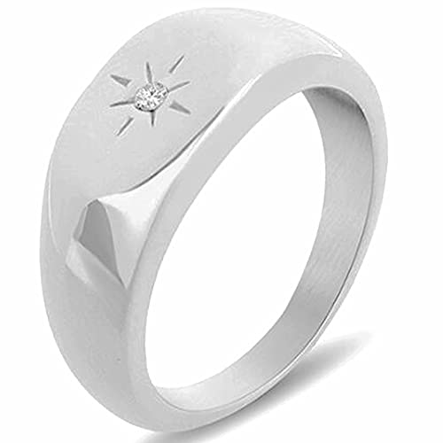 Jude Jewelers Stainless Steel Sunshine Signet Style Fashion Dainty Wedding Promise Festival Birthday Pinky Ring - color: Silver