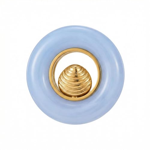 Seashell Starfish Round Circle Open Statement Ring for Women Stainless Steel Sea Star Spiral Conch Scallop Adjustable Rings Boho Resin Geometric Summer Ocean Beach Band Comfort Fit Fashion Jewelry - color: Blue