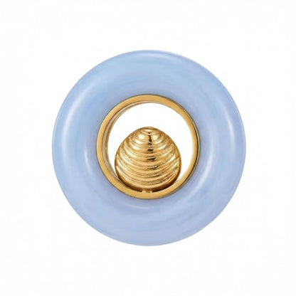 Seashell Starfish Round Circle Open Statement Ring for Women Stainless Steel Sea Star Spiral Conch Scallop Adjustable Rings Boho Resin Geometric Summer Ocean Beach Band Comfort Fit Fashion Jewelry - color: Blue