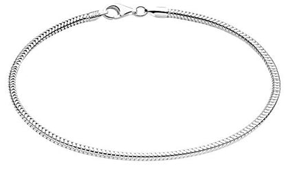 Savlano 925 Sterling Silver Solid Italian Round Diamond Cut Snake Chain Bracelet/Anklet For Women & Men - Made in Italy Comes Gift Box - style: 2mm