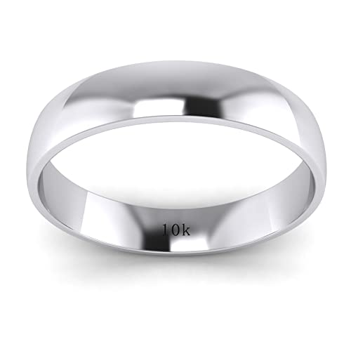 LANDA JEWEL Unisex Solid 10k White Rose Yellow Gold 4mm Comfort Traditional Highly Polished Wedding Ring Plain Band - color: White