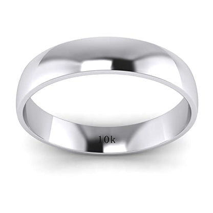 LANDA JEWEL Unisex Solid 10k White Rose Yellow Gold 4mm Comfort Traditional Highly Polished Wedding Ring Plain Band - color: White