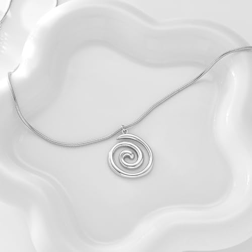 Boho Chunky Gold Statement Necklaces for Women Beach Jewelry Gifts | Versatile Everyday Wear, Pairs with Any Outfit, Ideal Gift for Any Occasion, Easy to Layer, Lightweight, Hypoallergenic - style: Spiral-C-Silver