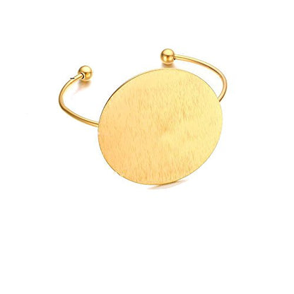AOCHEE Geometric Circle Bangle Open Brushed Big Round Cuff Wire Bangle Punk Bracelet for Women - color: Gold