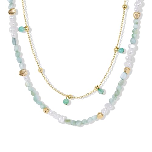 KissYan Beaded Necklaces for Women, Layered Pendant Choker for Summer | Stackable Colorful Natural Gemstone Handmade Beach Charm Chain Valentine's Jewelry Gifts For Girlfriend Wife Lover - style: Beads