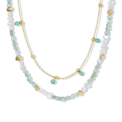 KissYan Beaded Necklaces for Women, Layered Pendant Choker for Summer | Stackable Colorful Natural Gemstone Handmade Beach Charm Chain Valentine's Jewelry Gifts For Girlfriend Wife Lover - style: Beads