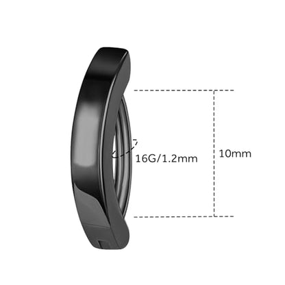 16G Labret Stud, G23 Titanium Vertical Labret Lip Piercing Jewelry, Gold Eyebrow Ring Clicker Belly Button Ring Hoop For Women Men - color: Black, size: 10mm