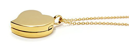 Amour Heart Pill Necklace - Polished Heart Locket with Strong Magnetic Closure - Medication Necklace - Keep Your Medication Securely with You at All Times - 26 Inch Chain - color: Gold