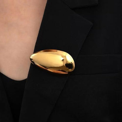 Geometric Teardrop Brooch for Women Gold Silver Statement Metal Brooch Pins Chunky Irregular Round Lapel Pin Coat Sweater Scarves Shawl Brooches Fashion Wedding Party Prom Jewelry - color: Gold
