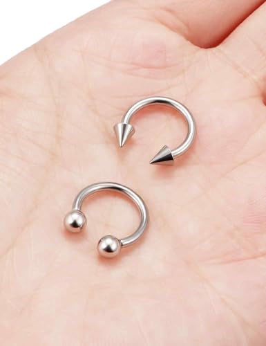 ASTM F136 Titanium 20/18/16/14/12/8/6/4/2g Internally Threaded Horseshoe Nose Septum Ring Gauge Earrings Lip Rings Prince Albert Jewelry Hoop Piercings for Women Men - size: 14g*10mm