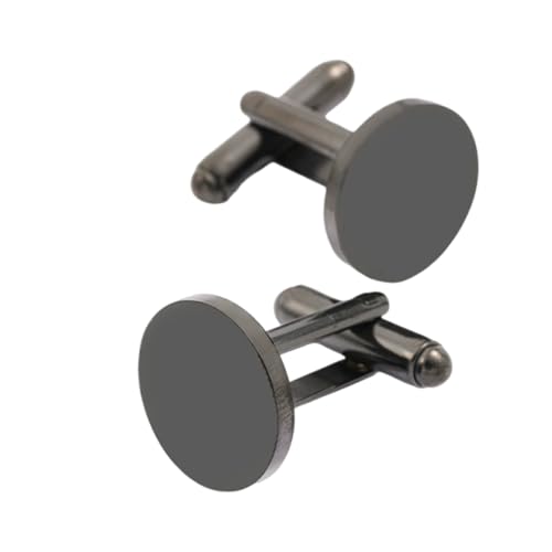 Classic Stainless Steel Cufflinks for Men, Round/Square/Oval Cuff Links,Groom Wedding Cufflinks Gift for Groomsmen, Father's Day - color: Black Round, size: 15mm
