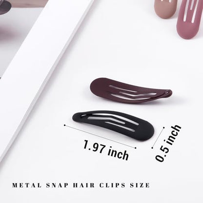 Small Hair Barrettes For Women No Slip Metal Snap Clips For Thin And Fine Hair,Matte Black Red White,20 PCS,1.97 x 0.5 Inch. - color: Matte Black Red White