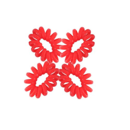 Jumbo Coil Pony Holder Hair Ties - Set of 4 (Red) - color: Red