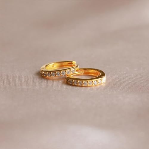 Huggie Hoop Earrings Small Hypoallergenic 14K Gold Plated Huggie Earrings For Women Simple Huggie Stud Earrings - color: Gold2-8/10/12/14mm