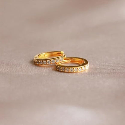 Huggie Hoop Earrings Small Hypoallergenic 14K Gold Plated Huggie Earrings For Women Simple Huggie Stud Earrings - color: Gold2-8/10/12/14mm