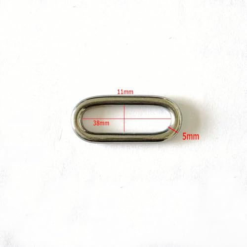 Metal Oval Rings Buckles Stainless Steel 316 Oval Rings 11x38mm for Traps Bags Belts DIY,6 Pcs