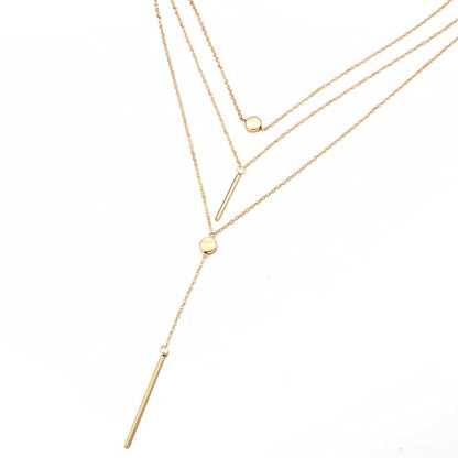 Necklace for Women,Multi Layers Bar Tassel Chain Dangle Charm Pendant Women Boho Necklace Jewelry - color: Silver