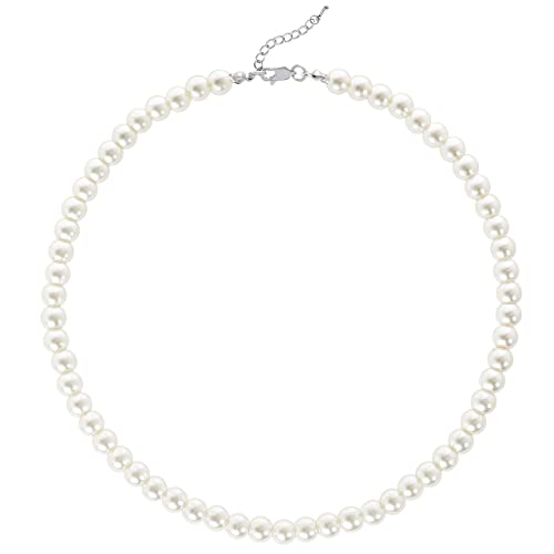 BABEYOND Round Imitation Pearl Necklace Wedding Pearl Necklace for Brides - color: White, size: 8mm