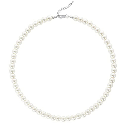 BABEYOND Round Imitation Pearl Necklace Wedding Pearl Necklace for Brides - color: White, size: 8mm