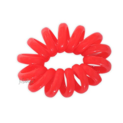 Jumbo Coil Pony Holder Hair Ties - Set of 4 (Red) - color: Red