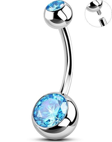 OUFER Belly Button Rings Surgical Steel, Internally Threaded Belly Rings | 14G Belly Piercing Jewelry, 10/12/14/16mm Beachy Belly Button Rings, Silver/Gold Navel Piercing Jewelry For Women Men - color: Blue, size: 14G 12MM