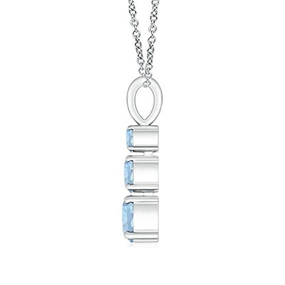 Angara Natural Aquamarine Pendant for Women | Graduated Round Aquamarine Three Stone Pendant in 14K Solid Gold/Silver/Platinum With 18" Chain | March Birthday, Anniversary, Gemstone Jewelry Gift