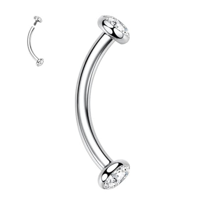 GAGABODY G23 Titanium Eyebrow Piercing Jewelry Curved Barbell Lip Ring | Internal Thread Used in Eyebrow,Belly,Rook 16 Gauge from 6mm to 12mm Lightweight Daily for Woman and Man Sensitive Skin - color: 1Pc-Disc Shape Silver+Clear CZ, size: 16G-6mm