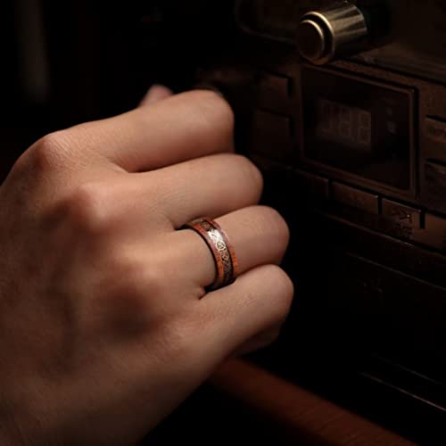 King Will Wood Wedding Band Wood Inlay for Men - color: Dragon-8mm