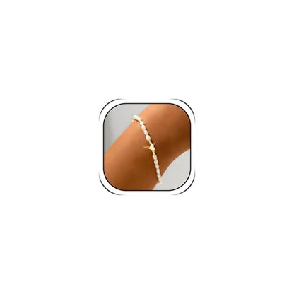 Pearl Bracelets for Women Dainty Gold Pearl Stretch Stackable Bracelet Bridesmaid Wedding Jewelry Gifts Prom Wedding Guest Dress - color: F:Gold Heart Bracelet