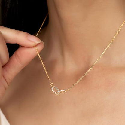 Zeffy Diamond Necklaces for Women, Dainty Gold Necklace 18k Gold Plated Layered Necklaces Simple Gold CZ Diamond Pendant Necklaces for Women Trendy Jewelry Gifts for Girls - color: Gold Diamond Paperclip Necklace