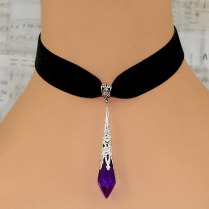 ONLYJUMP Gothic Vampire Bat Earrings Necklace Set for Women Vintage Goth Dark Bat Earrings Blood Pendant Necklaces Mystic Witch Halloween Costume Jewelry Gifts - style: Purple