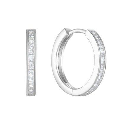 Starchenie Huggie Hoop Earrings for Women 925 Sterling Silver Princess Cut Birthstones Jewelry Gift - color: 04-Diamond-Apr