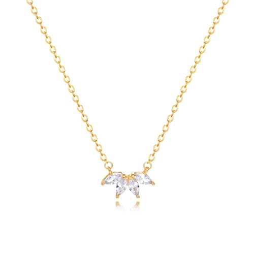 Zeffy Diamond Necklaces for Women, Dainty Gold Necklace 18k Gold Plated Layered Necklaces Simple Gold CZ Diamond Pendant Necklaces for Women Trendy Jewelry Gifts for Girls - color: Gold Leaf Necklace