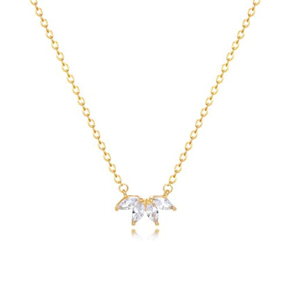 Zeffy Diamond Necklaces for Women, Dainty Gold Necklace 18k Gold Plated Layered Necklaces Simple Gold CZ Diamond Pendant Necklaces for Women Trendy Jewelry Gifts for Girls - color: Gold Leaf Necklace