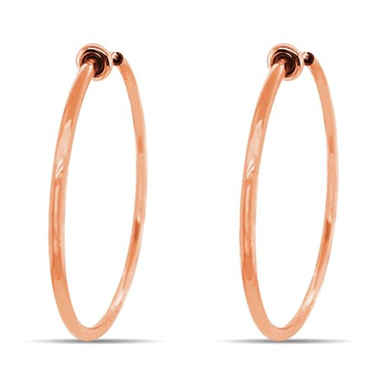 Clip On Spring Hoop Earrings for Non-Pierced Ears - color: Rose Gold-Tone, size: 40mm
