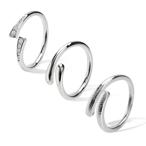 3Pcs Toe Rings for Women Gold/Silver Toe Ring Adjustable Non Tarnish Cz Dainty Toe Ring Summer Beach Open Toe Rings Set Toe Foot Jewelry - color: Silver