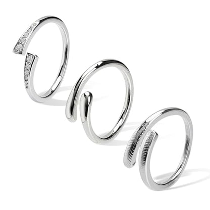 3Pcs Toe Rings for Women Gold/Silver Toe Ring Adjustable Non Tarnish Cz Dainty Toe Ring Summer Beach Open Toe Rings Set Toe Foot Jewelry - color: Silver
