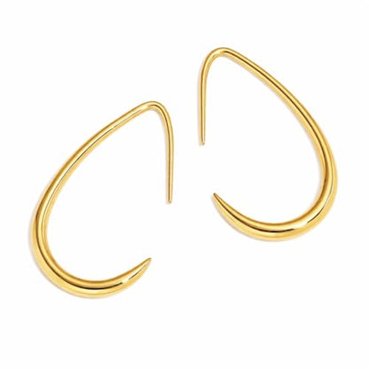 18K Gold Plated Stainless Steel Statement Earrings for Women - Trendy Hoops with Cubic Zirconia - Lightweight Non-Tarnish Waterproof Fashion Jewelry Gift - style: Teardrop Hoops