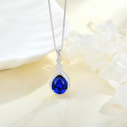 Infinity Teardrop Jewelry Set for Women Sapphire Necklace & Earrings September Birthstone Jewelry