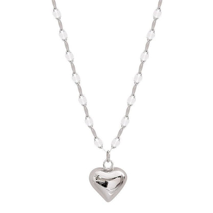 Necklace 14K Silver Plated Simple Shining Heart-Shaped Pendant Delicate Dlegance Unique Jewelry Lobster Clasp Adjustable Extender - style: 14K Sliver Heart-Shaped Pendant