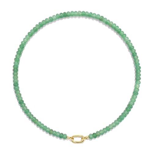 CONRAN KREMIX Colorful Stone Beaded Necklace for Women,Natural Gemstone Bead Choker Necklaces Boho Summer Beach Layering Necklace Jewelry Gift for Women - color: Green