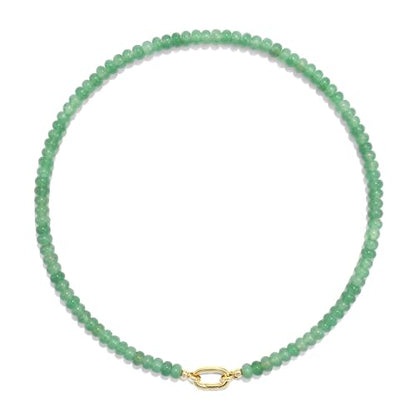 CONRAN KREMIX Colorful Stone Beaded Necklace for Women,Natural Gemstone Bead Choker Necklaces Boho Summer Beach Layering Necklace Jewelry Gift for Women - color: Green