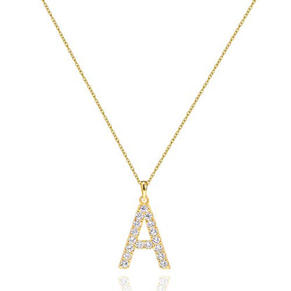 Tarsus Initial Cubic Zirconia Necklace for Women Teens | Jewelry Gifts for Women Adjustable Chain 18" + 2" - style: Gold-A-Diamond style